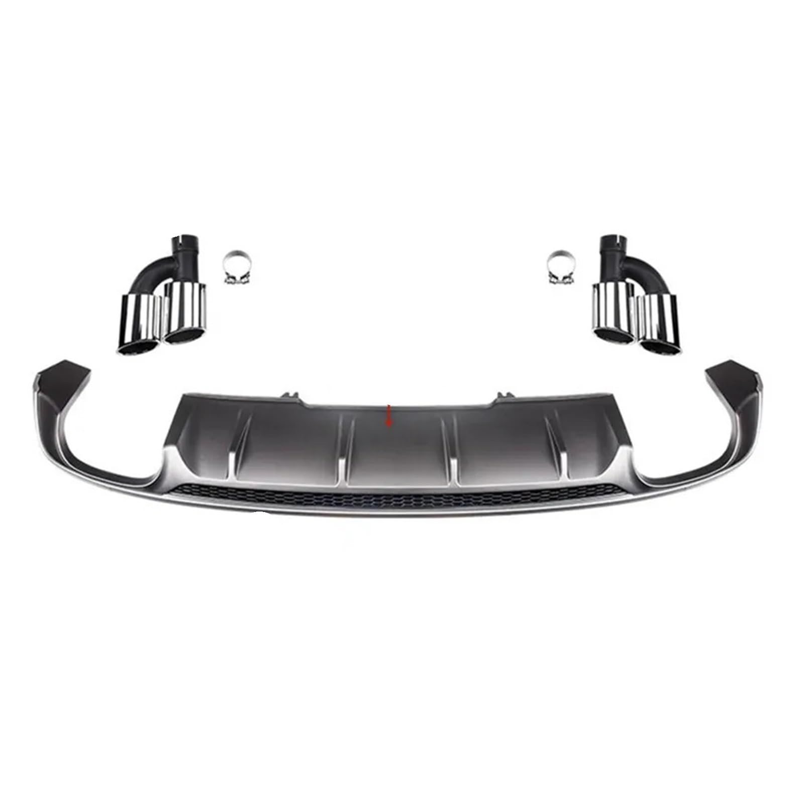 DDGHAE Heckstoßstange Kompatibel for Audi A4 B9 Standard 2017 2018 2019 Diffusorlippe Spoiler Auspuffspitzen ABS Schwarz Hochglanz Autozubehör(A4 Silver diffuser) von DDGHAE