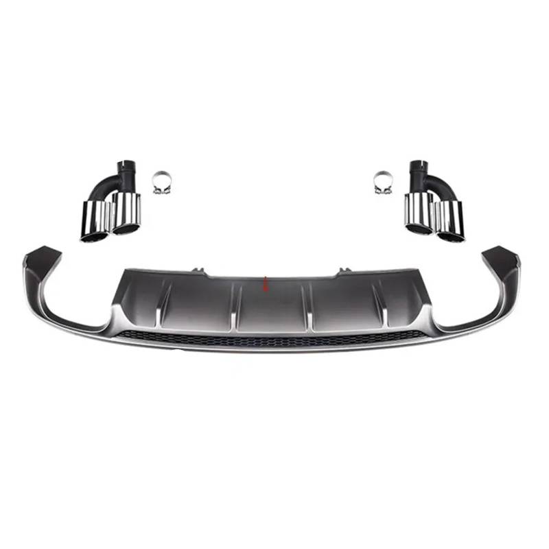 DDGHAE Heckstoßstange Kompatibel for Audi A4 B9 Standard 2017 2018 2019 Diffusorlippe Spoiler Auspuffspitzen ABS Schwarz Hochglanz Autozubehör(A4 Silver diffuser) von DDGHAE