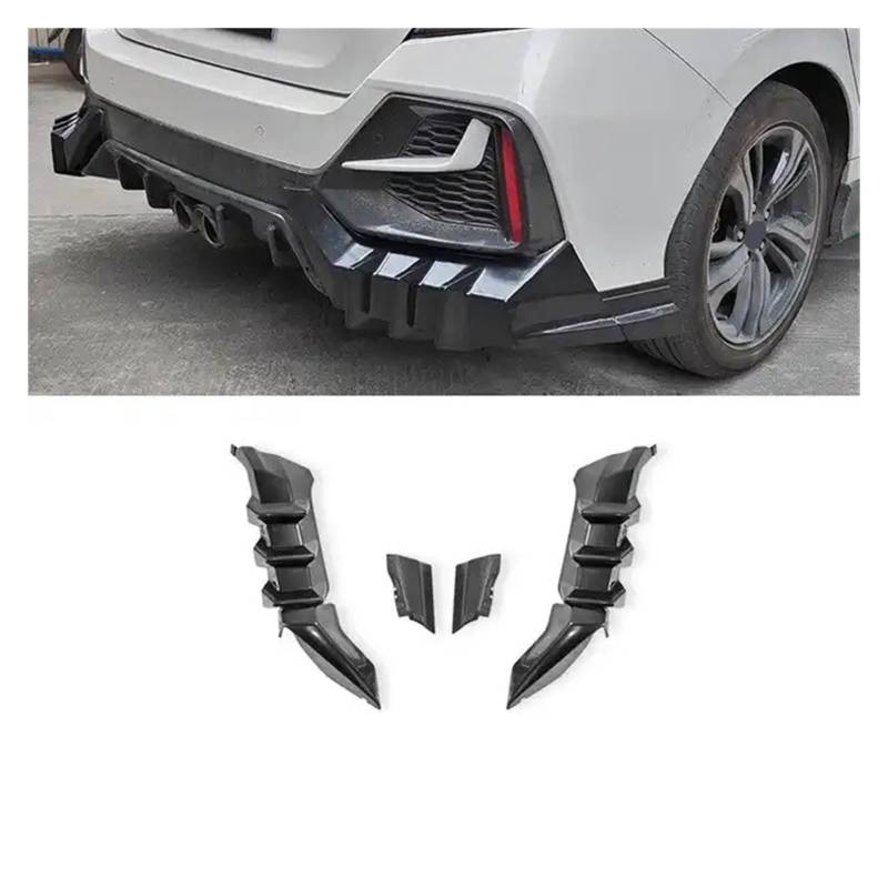 DDGHAE Heckstoßstange Kompatibel for Civic Hatchback 2016-2021, Auto-Fließheck-Bodykit Modifizierte Heckdiffusorflossen Spoilersplitterlippe(Matte Hatchback) von DDGHAE