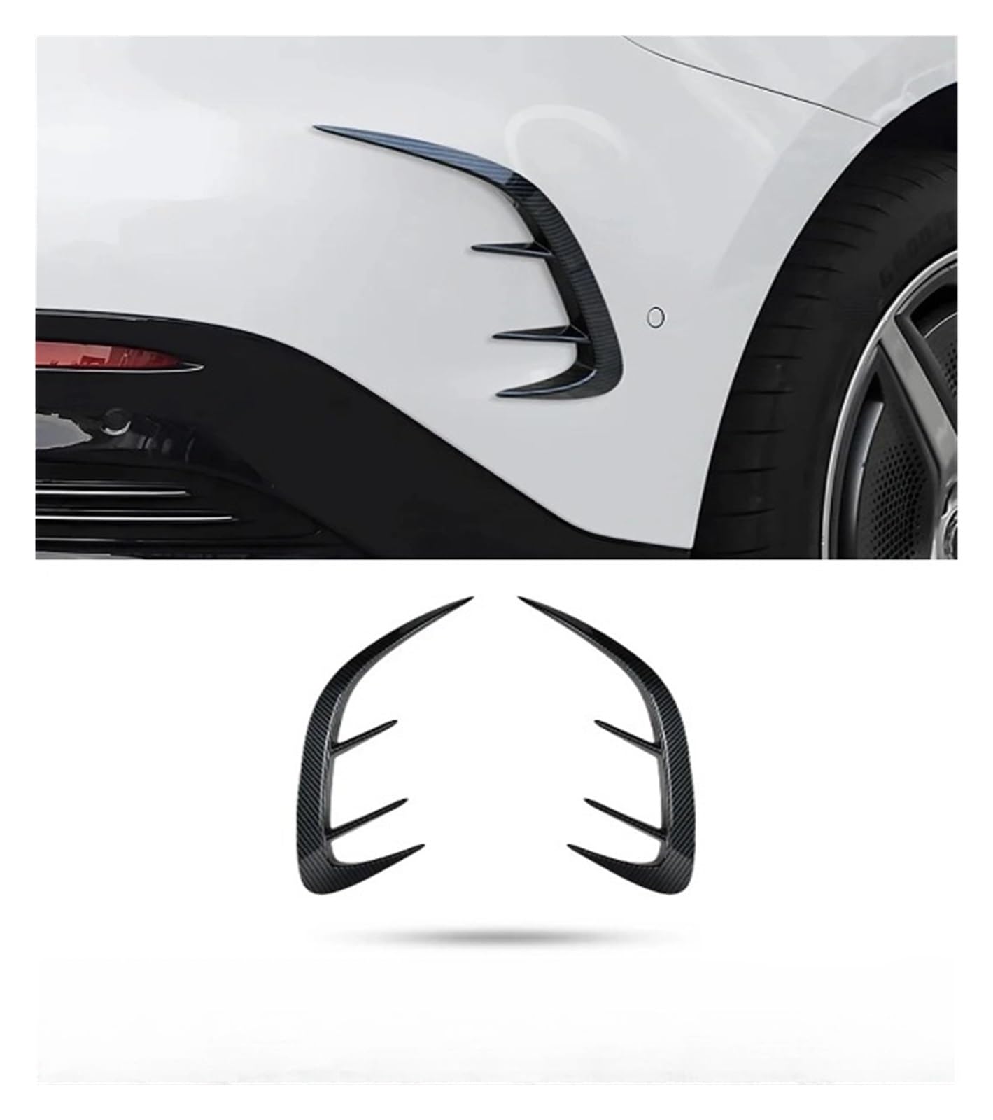 DDGHAE Heckstoßstange Kompatibel for Mercedes Benz EQE-Klasse V295 EQE350 EQE500 2022 2023 Autozubehör Lippensplitter Spoiler Luftauslassverkleidung(Carbon Fiber Black) von DDGHAE