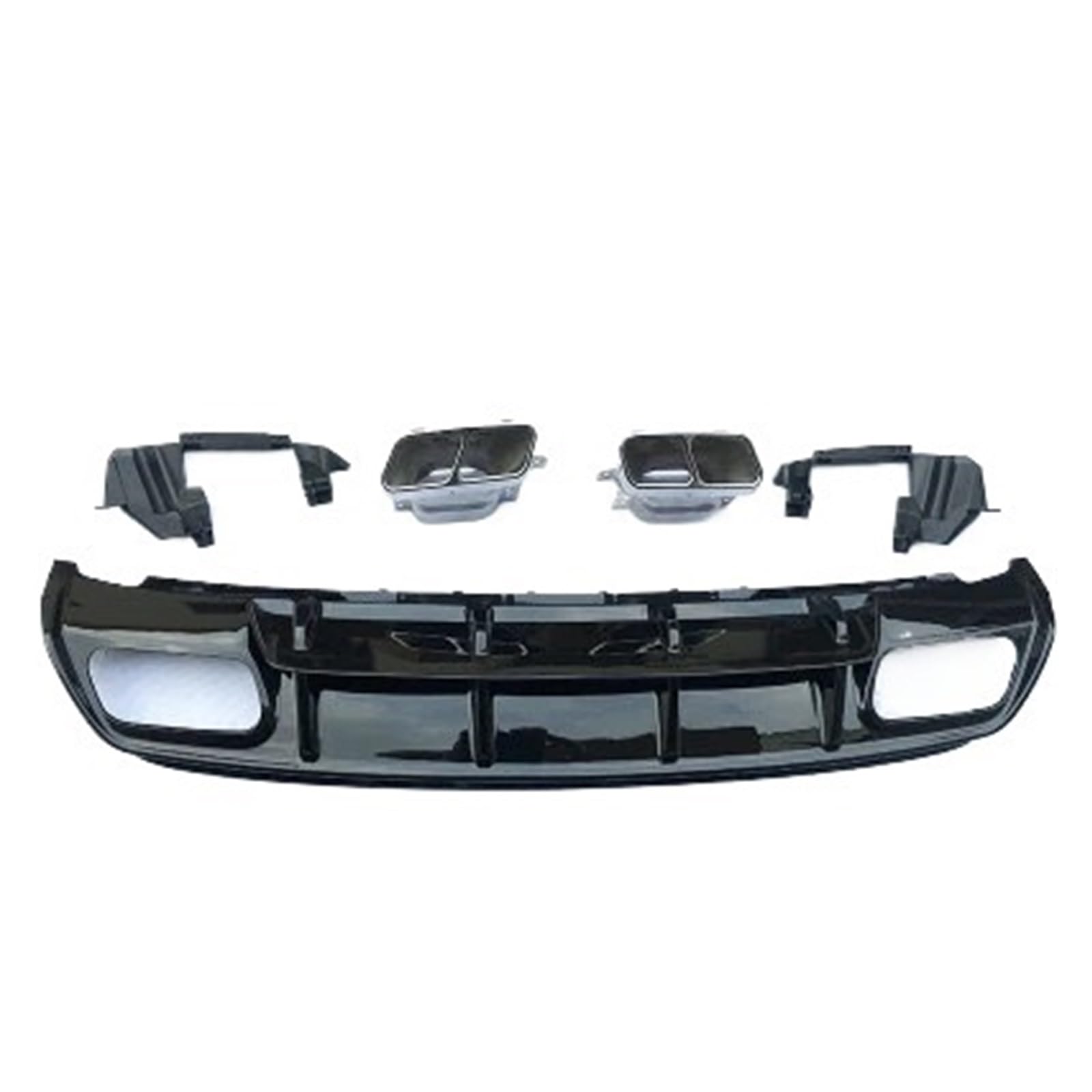 DDGHAE Heckstoßstange Kompatibel for Mercedes Benz W176 Fließheck 4 Türer 2015-2018 A45 AMG A180 A200 Heckdiffusor Lip Spoiler(Black with Silver Ti) von DDGHAE