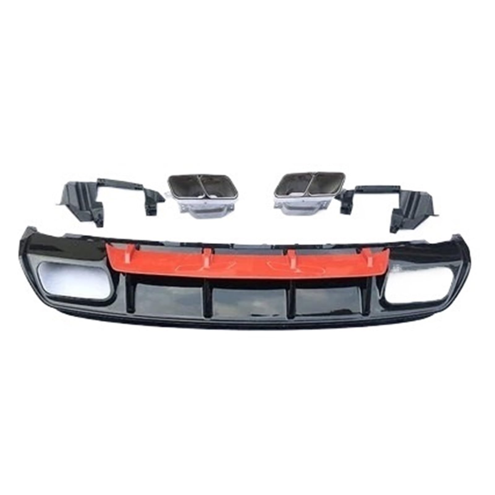 DDGHAE Heckstoßstange Kompatibel for Mercedes Benz W176 Fließheck 4 Türer 2015-2018 A45 AMG A180 A200 Heckdiffusor Lip Spoiler(Red with Silver Tip) von DDGHAE