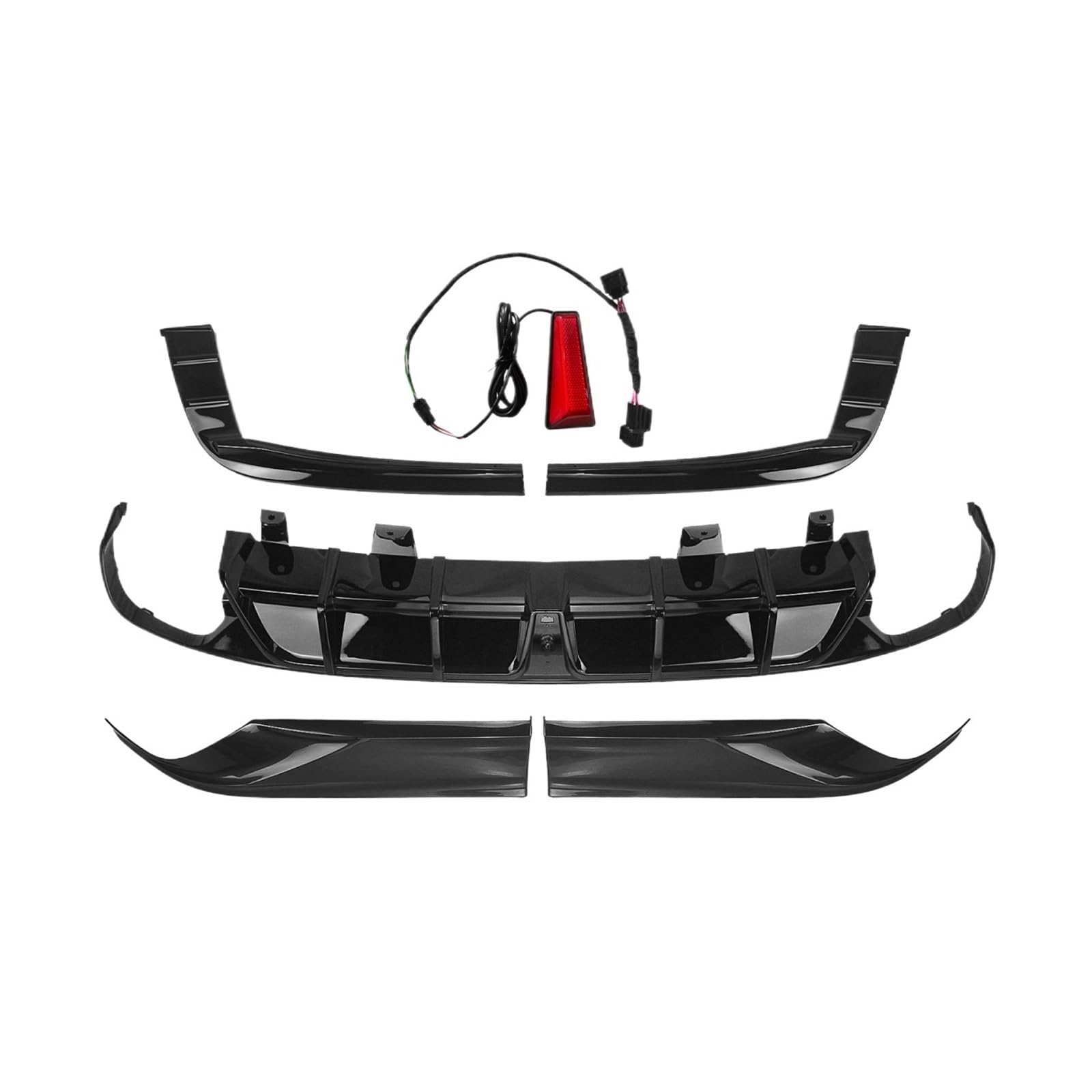 DDGHAE Heckstoßstange kompatibel for Accord 2018 2019 2020 2021 2022, Seiteneckenabdeckung, Zierteiler + Diffusorlippe + Spoiler-Canard-Lampe, Karosserie-Kit(Black) von DDGHAE
