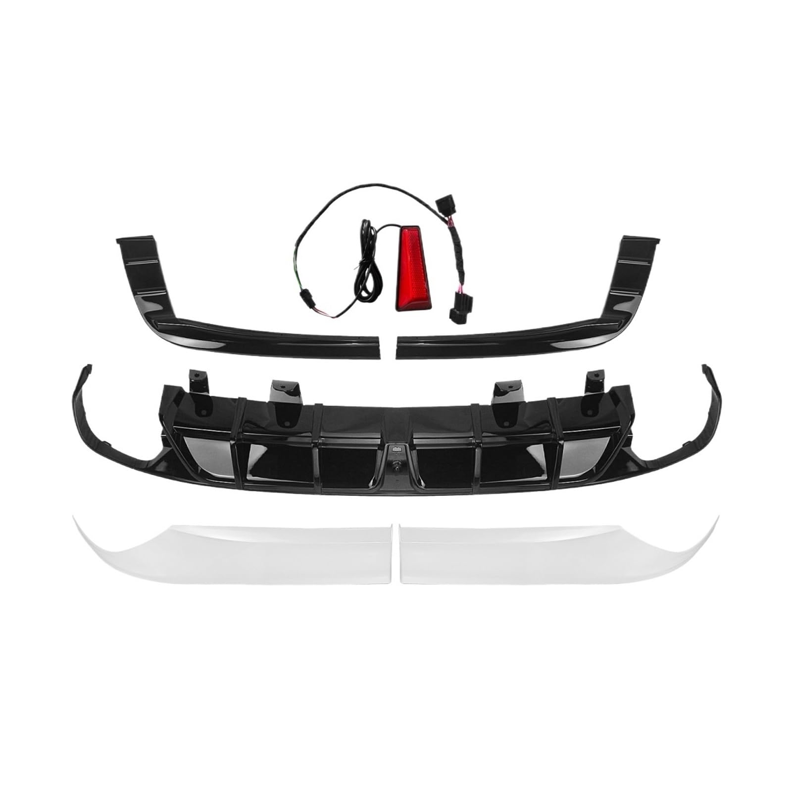 DDGHAE Heckstoßstange kompatibel for Accord 2018 2019 2020 2021 2022, Seiteneckenabdeckung, Zierteiler + Diffusorlippe + Spoiler-Canard-Lampe, Karosserie-Kit(WHITE) von DDGHAE