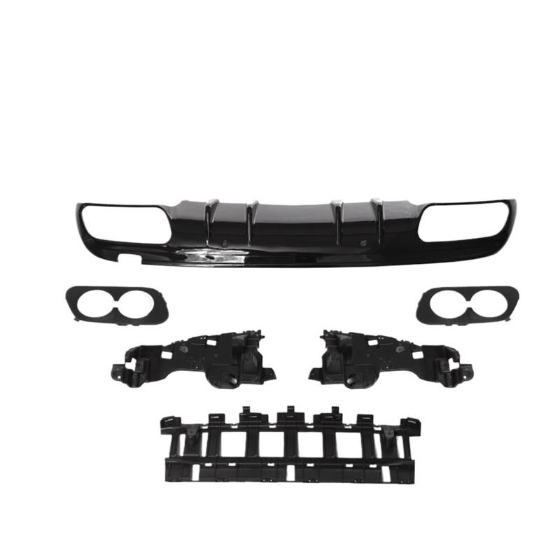 DDGHAE Heckstoßstange kompatibel for Mercedes Benz C-Klasse W205 C205 S205 AMG 4-Türer-Linie Heckstoßstangen-Diffusorlippe 2015–2020, Diffusor + Auspuffblenden im C63-Stil(4-Door Black 2019-01) von DDGHAE
