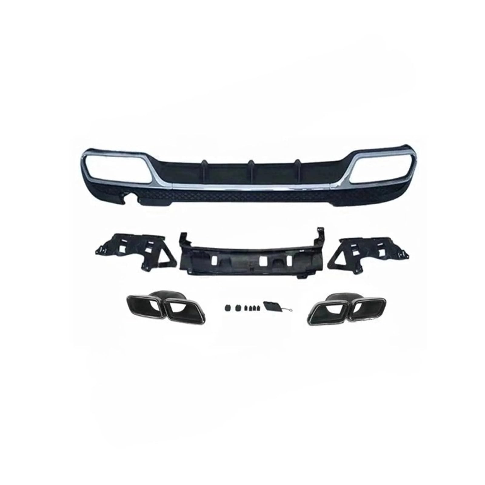 DDGHAE Heckstoßstange kompatibel for Mercedes Benz E-Klasse W212 E350 E400 E63 AMG Sport 2013 2014 2015–2016, nicht for Standard, Lippendiffusor mit Auspuffspitzen(Silver Black) von DDGHAE