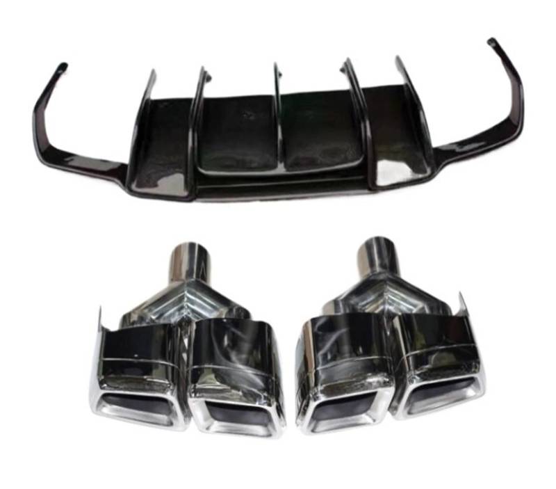 DDGHAE Heckstoßstange kompatibel for Mercedes Benz W218 CLS350 CLS63 AMG 2011 2012 2013 2014 2015 2016 2017–2018, Seitenspoiler aus Kohlefaser, Lippen-Kofferraumdiffusor mit Auspuffspitzen(Diffuser Ti von DDGHAE