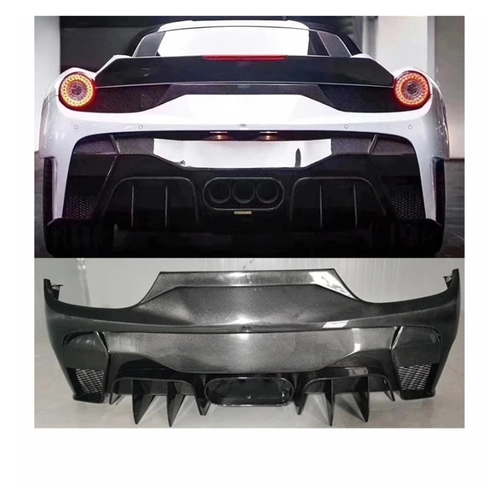 DDGHAE Heckstoßstange kompatibel mit Ferrari 458 Tuning, Kohlefaser oder unlackiertes FRP-Material(Half CF) von DDGHAE