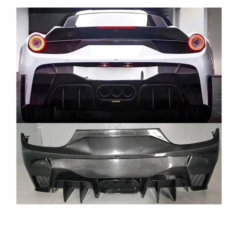 DDGHAE Heckstoßstange kompatibel mit Ferrari 458 Tuning, Kohlefaser oder unlackiertes FRP-Material(Half CF) von DDGHAE
