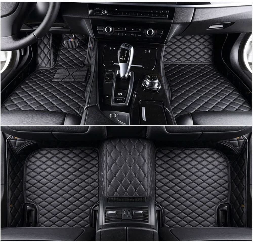 Auto Anpassen Leder FußMatten für Audi A8 Saloon D3 (5seats) LWB 2002-2010 (LHD), VollstäNdig Umgebenes wasserdichte rutschfeste Auto Bodenmatte Luxus Fussmatten,All-Black von DEBAO