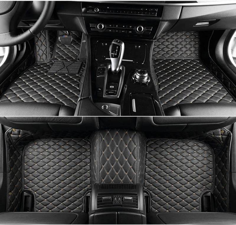 Auto Anpassen Leder FußMatten für Mazda CX-5 2012-2016 (LHD), VollstäNdig Umgebenes wasserdichte rutschfeste Auto Bodenmatte Luxus Fussmatten,Black-beige von DEBAO