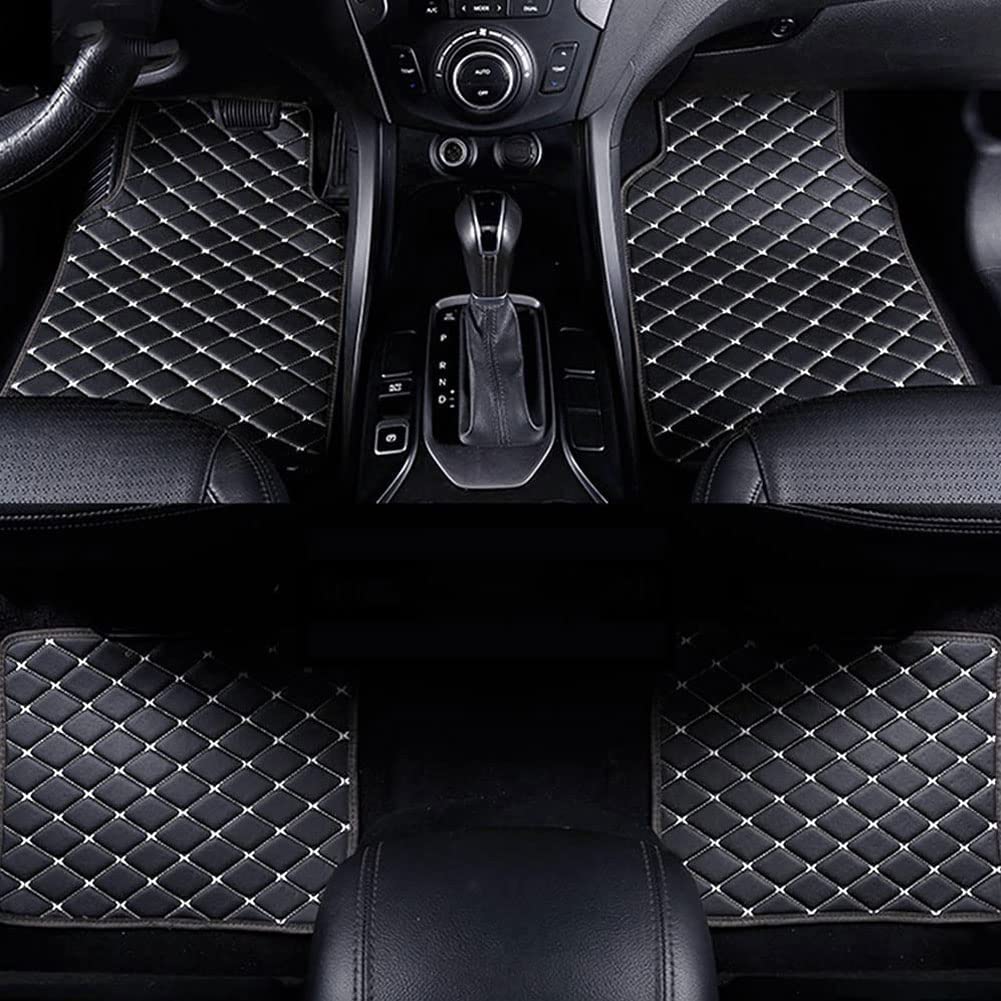 Auto Anpassen Leder FußMatten für Volkswagen Sharan 7seats 2012-2019 (LHD), wasserdichte rutschfeste Auto Bodenmatte Luxus Fussmatten,Black-beige von DEBAO