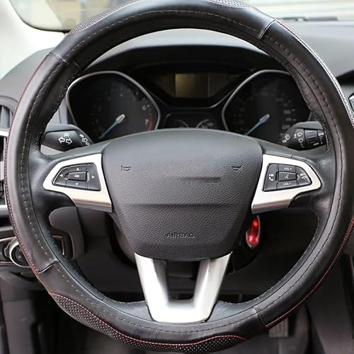 Auto Interieur Zubehör Für Ford Für Focus 3 MK3 2015 2016 2017 2018 Auto Stil Innen Lenkrad Koration Form Rahmen Abckung Trim Interieurleisten(Chrome Silver) von DECTER
