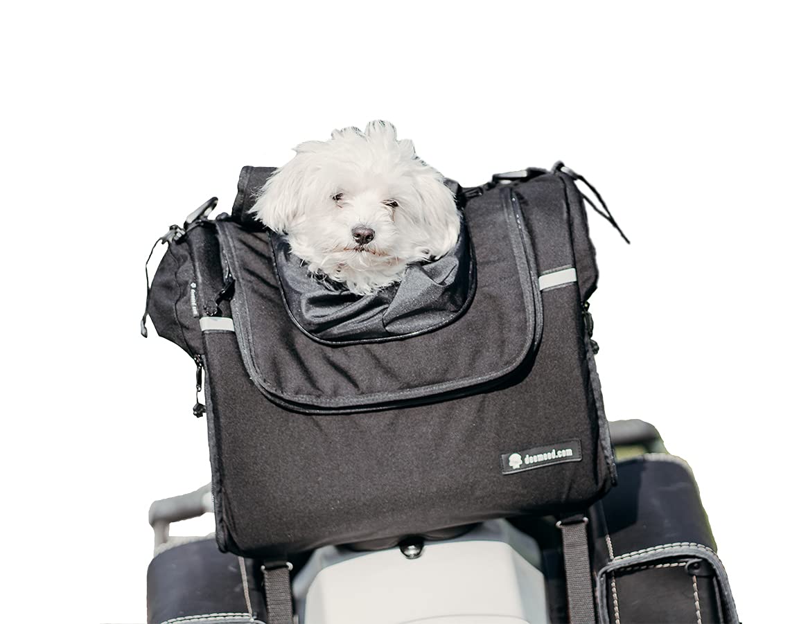 DEEMEED PETBAG Motorradtasche für Hunde und Katzen(2-5 kg), wasserdicht, tragbar, dreifach belüftet, für Sissy Bar, Gepäckablage oder Sitz, aus italienischem Cordura von DEEMEED
