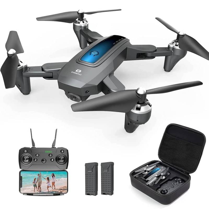 DEERC D10 Faltbare Drohne mit Kamera für Erwachsene 720P HD FPV Live Video, Tap Fly, Gestensteuerung, Selfie, Höhenhaltung, 3D Flips, Quadcopter für Kinder Anfänger mit 2 Batterien 24 Minuten von DEERC