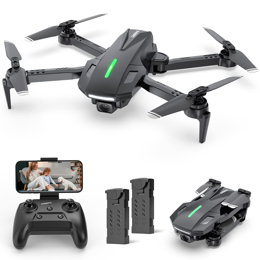 DEERC D70 Drohne mit Kamera für Kinder,RC Quadcopter mit Kamera 720P FPV Faltbare Drohnen Lange Flugzeit,Handysteuerung,One Key Start,Headless Modus,360 Flip, Spielzeug Geschenke für Jungen Anfänger von DEERC