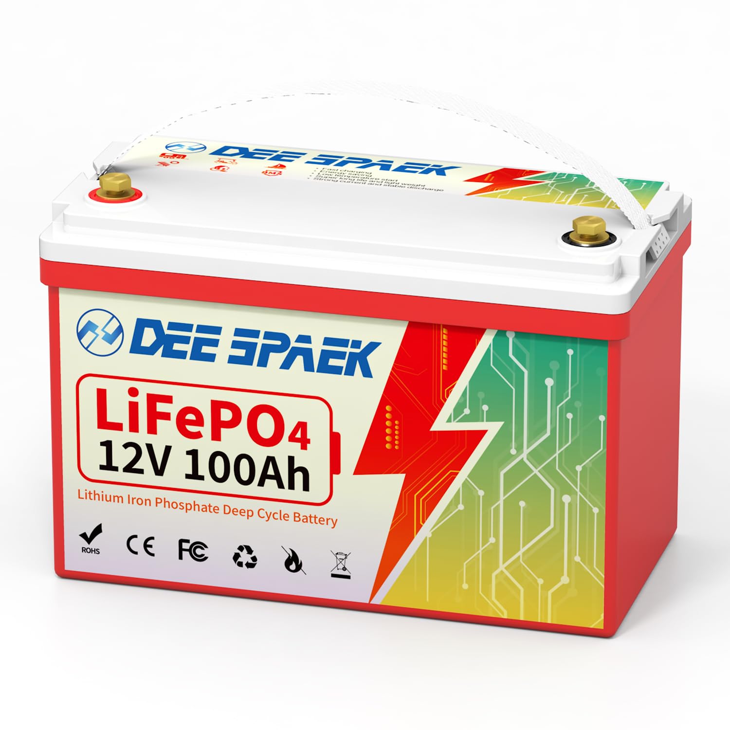12V 100Ah LiFePO4 LithiumBatterie, wiederaufladbar Lithium Akku mit 100A BMS, Deep Cycle Batterie, perfekt als Solaranlage, Wohnmobil, Boot und Camping 12V 100Ah LiFePO4 LithiumBatterie, wiederaufladbar Lithium Akku mit 100A BMS, Deep Cycle Batterie, perfekt als Solaranlage, Wohnmobil, Boot und Camping von DEESPAEK