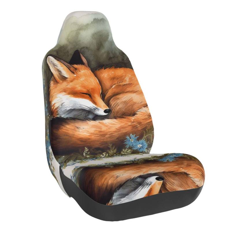 DEHIWI A Sleeping Fox Autositzbezüge, waschbar, weich, Autozubehör, passend für die meisten Autos, Limousinen, SUVs, Lieferwagen, 1 Stück von DEHIWI