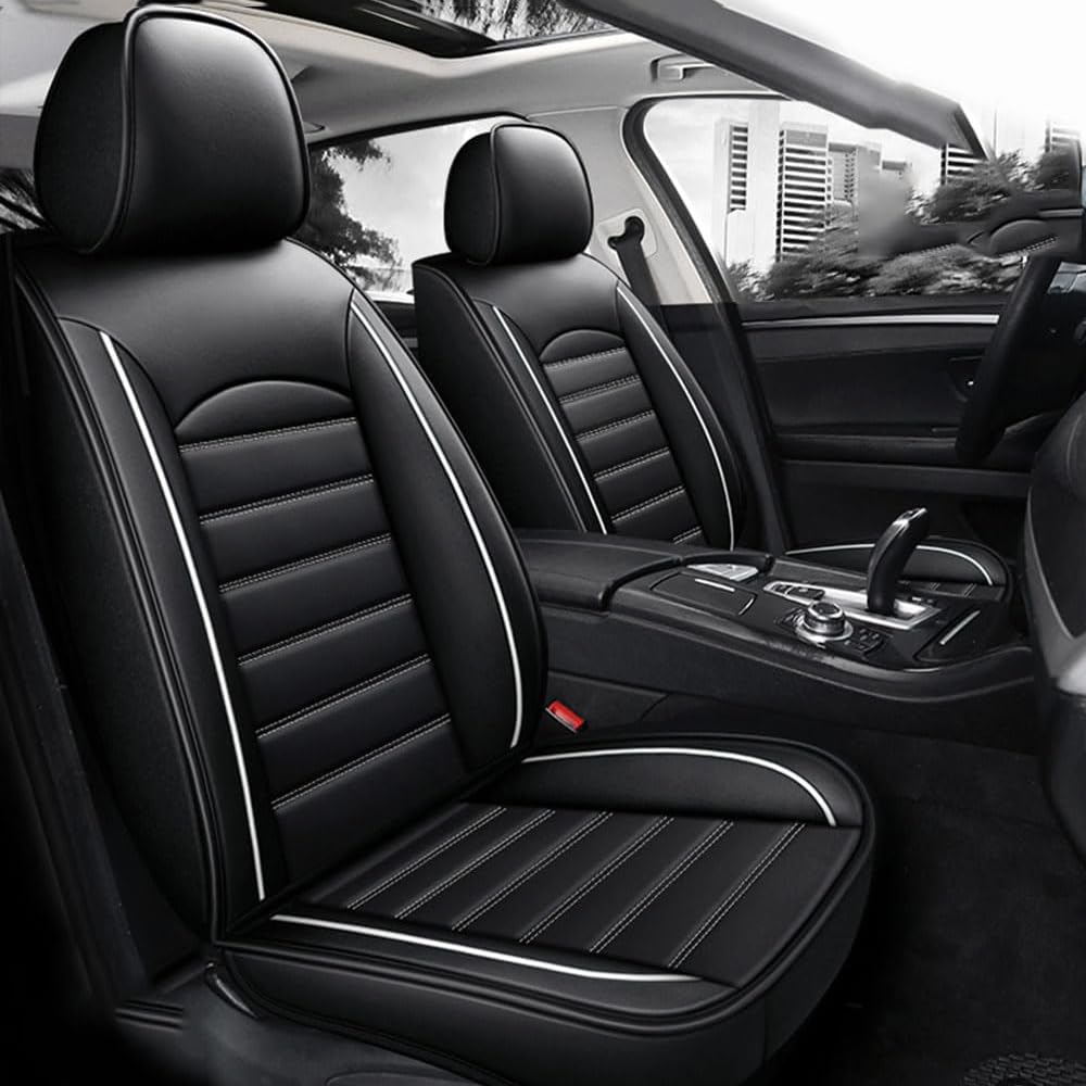 DEHIWI Auto Sitzbezügesets für Hyundai Ioniq 5 2021 2022 2023 Leather Wasserdicht Verschleißfest leicht Reinigen 5 Sitze Sitzschoner Zubehör,Black White von DEHIWI