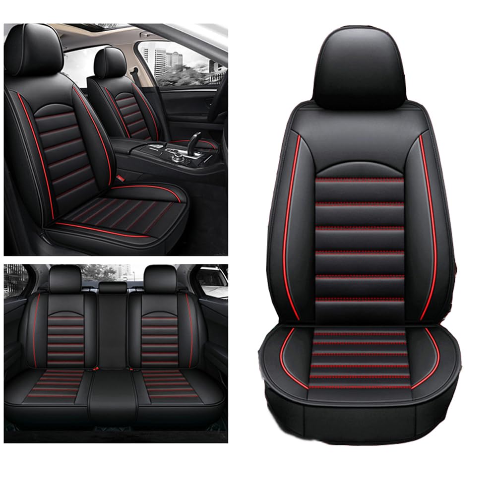 DEHIWI Auto Sitzbezügesets für Hyundai Ioniq 5 2021 2022 2023 Leather Wasserdicht Verschleißfest leicht Reinigen 5 Sitze Sitzschoner Zubehör,Black red von DEHIWI