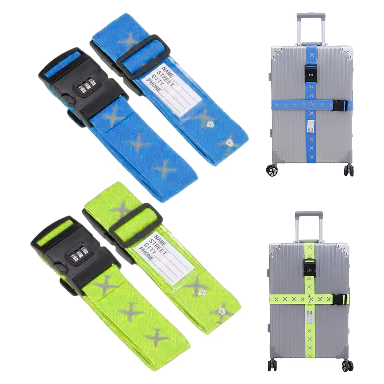 4 Stück Koffergurt Einstellbare Kofferband Besonders Auffällig Koffergurte Kofferanhänger Koffer Kofferband Reisezubehör Zum Verschließen des Gepäcks Auf Reisen von DELITLS
