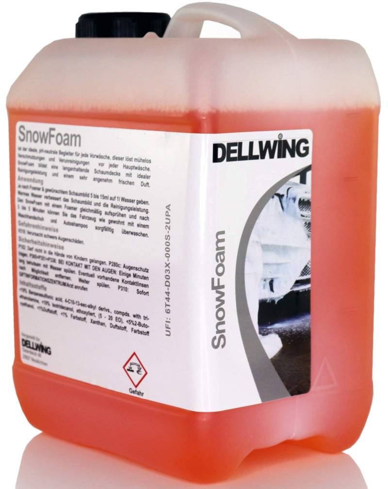 DELLWING Snow Foam Shampoo Energy 5 L - Ideal für die sanfte Vorwäsche - Bildet eine dicke und langanhaltende Schaumdecke mit einem schönen Duft von DELLWING