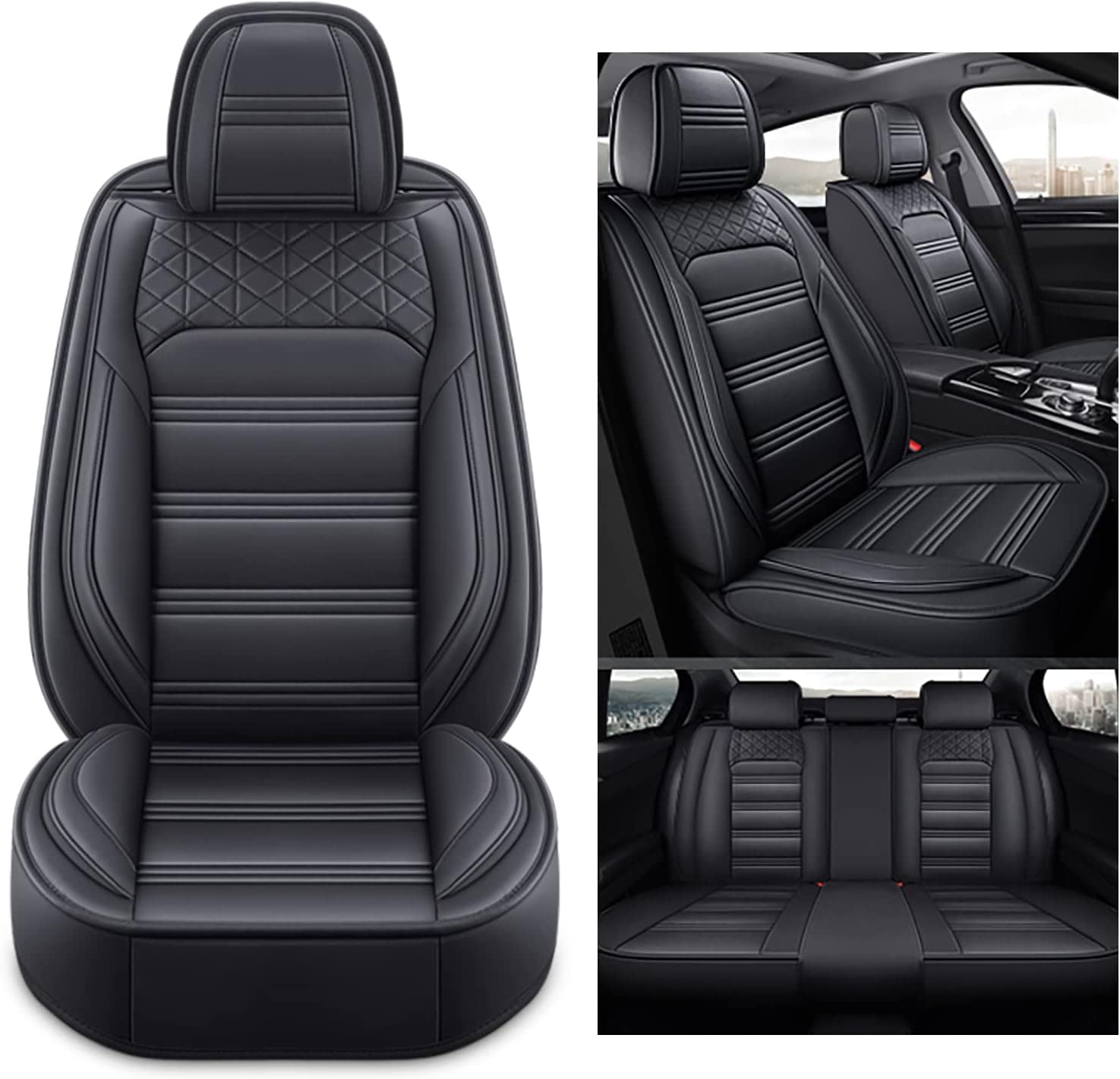 DELPOS Ersatz für Autositzbezüge Universal Full Set Zubehör für Mercedes-Benz Classe GL GL350 X164 GL350 X166 GL500 X166 GL350 X166 GL450 X166-Black Standard von DELPOS