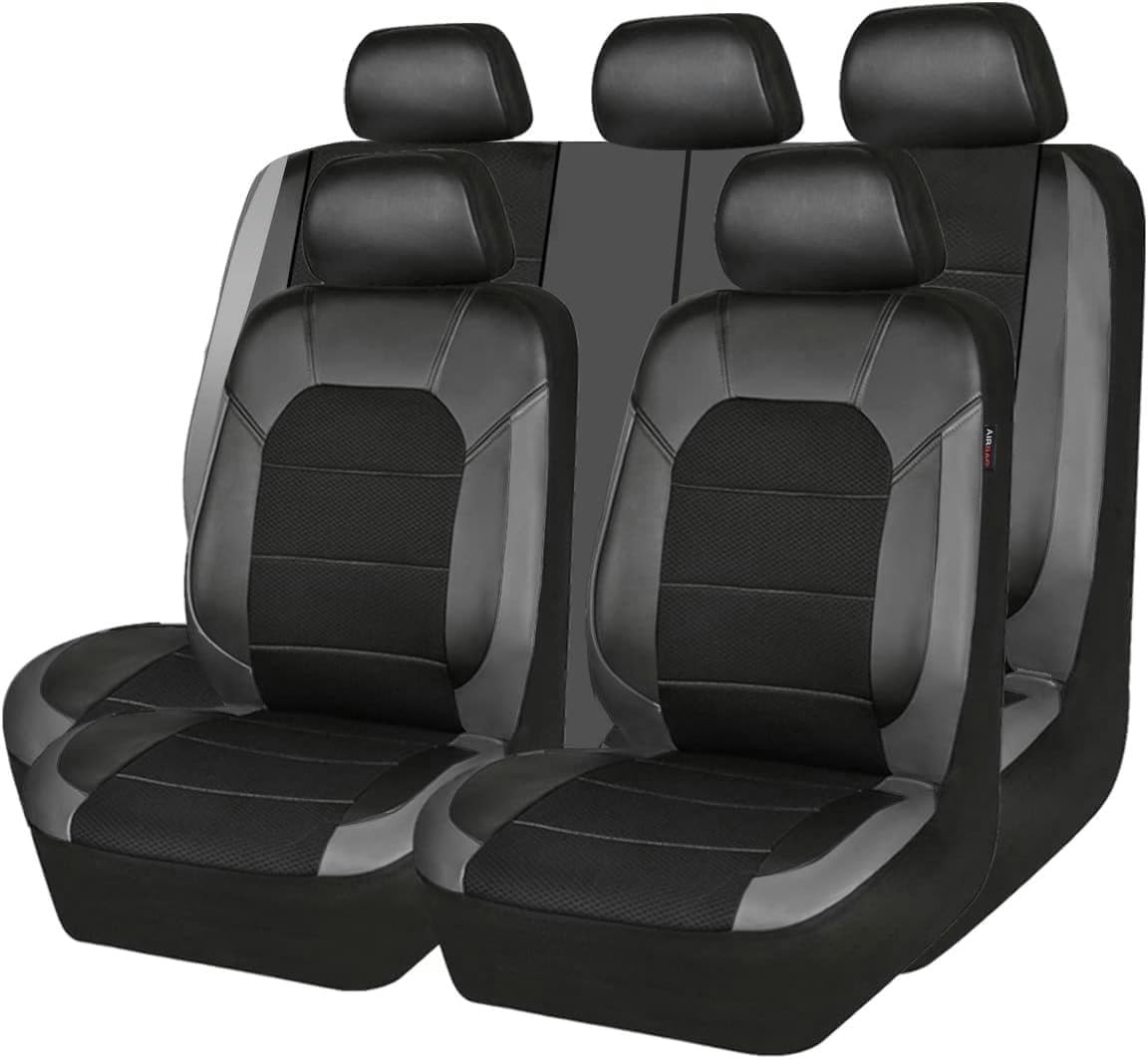 DELPOS Sitzbezüge Auto Autositzbezüge Universal Set für Mercedes-Benz GLC-Klasse GLC 350e X253 GLC 220d X253 GLC 250 X253 GLC 250d X253 Auto Zubehör, Schwarz grau von DELPOS