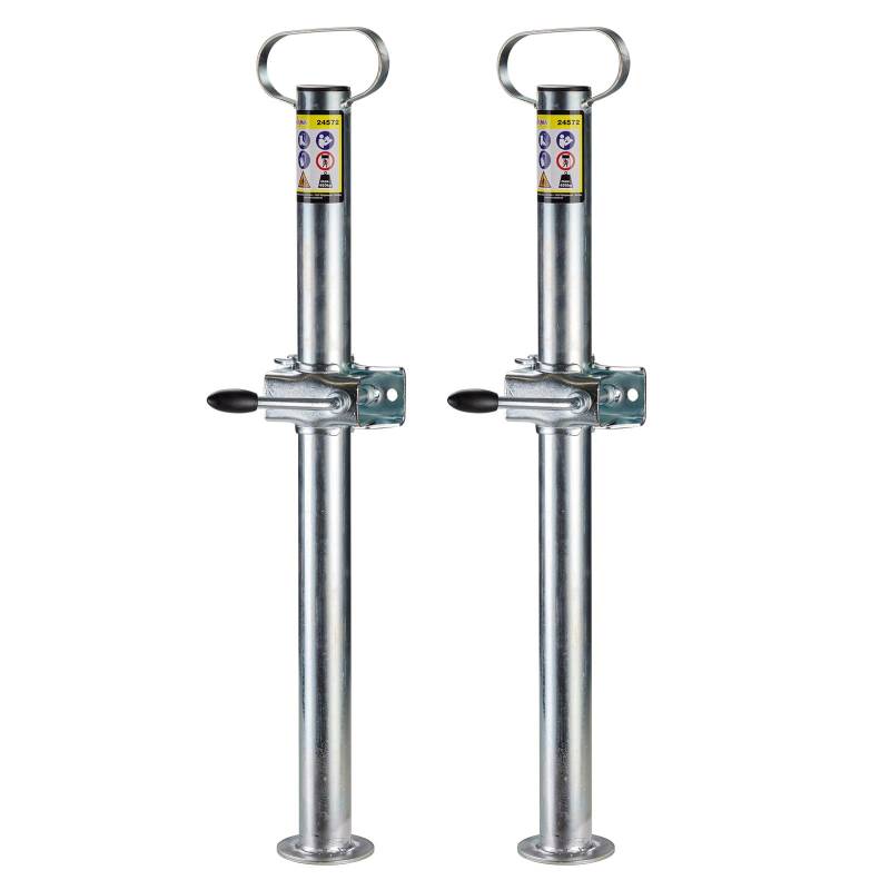 DEMA Anhängerstützen Set 2x70 cm mit Halterungen, Stützfuß, Stützen 450 kg, stabiles, dickwandiges Rohr, 1 Paar, für PKW Anhänger von DEMA