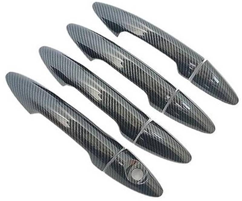 DEMULAX, for Kia, Rio 3 Rio3 K2 2011–2016, glänzende Kohlefaser-Autotürgriffabdeckung, Zierleiste Autotürgriffabdeckung(Black Carbon 0 Button) von DEMULAX
