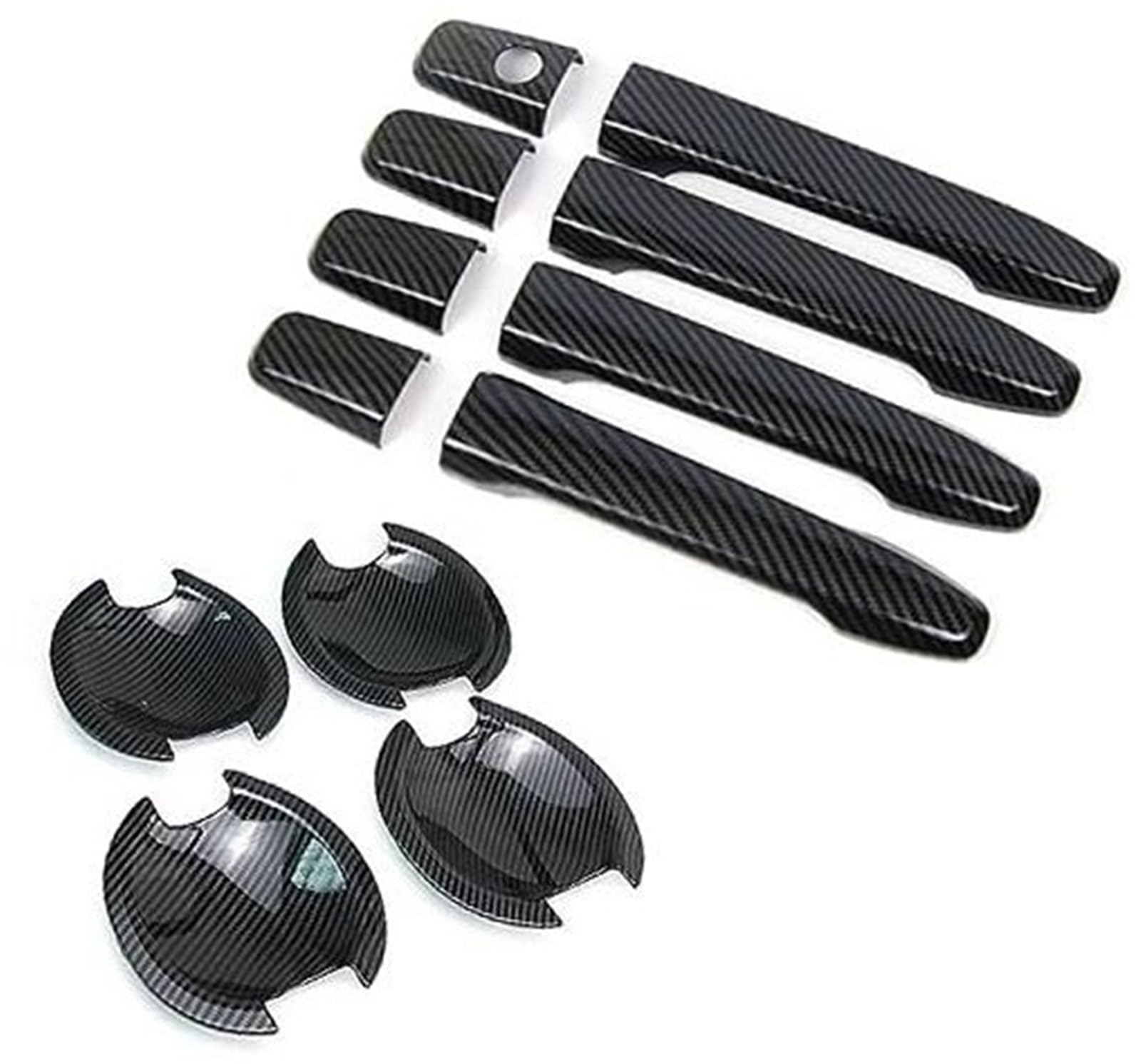 DEMULAX, for Mitsubishi, Outlander Lancer ASX 2008–2020, ABS-Chrom-Kohlenstofffaser-Autotürgriff-Schalenabdeckung Autotürgriffabdeckung(Black Handlebowl 0 Button) von DEMULAX