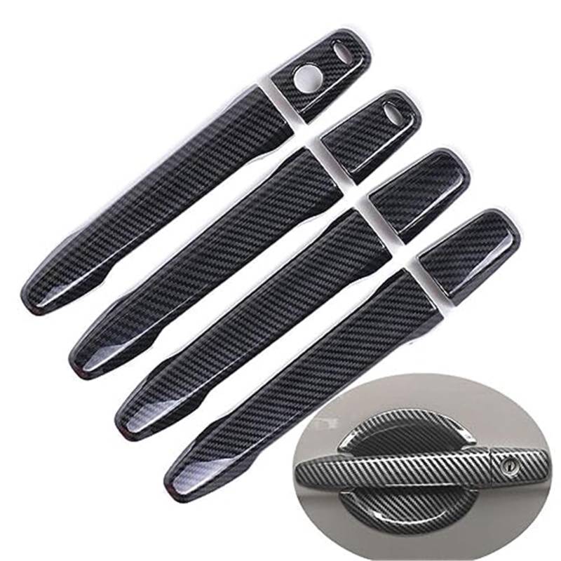 DEMULAX, for Mitsubishi, Outlander Lancer ASX 2008–2020, ABS-Chrom-Kohlenstofffaser-Autotürgriff-Schalenabdeckung Autotürgriffabdeckung(Black Handlebowl 2buttons) von DEMULAX