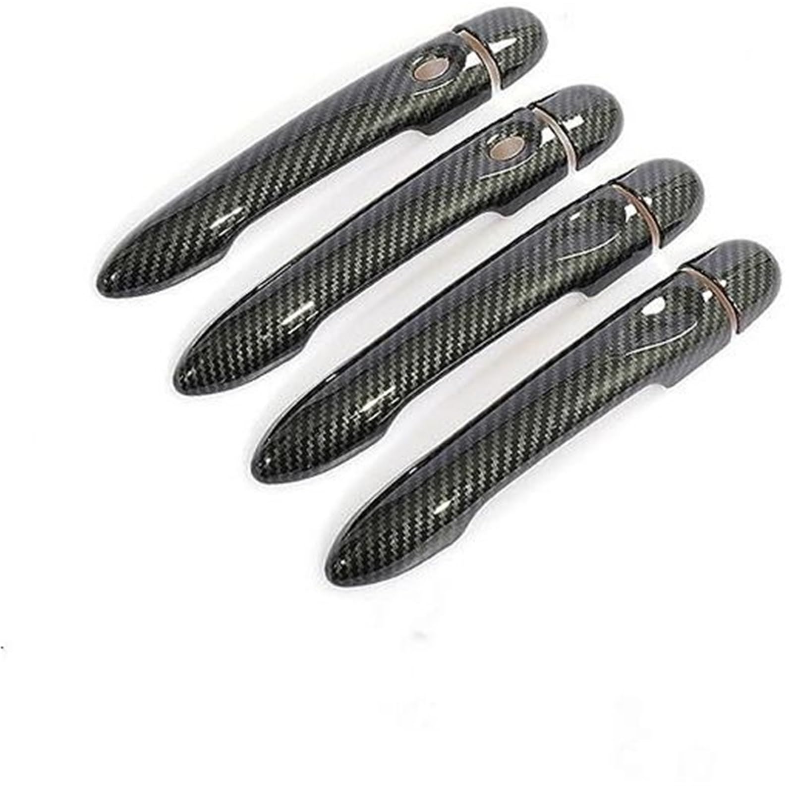 DEMULAX, for Renault, Captur Kaptur, for Samsung, QM3 2013 2014 2015 2016 2017 2018 2019 2020 Kohlefaser-Autotürgriffabdeckungszubehör Autotürgriffabdeckung(Black 4dr No Key 2 Buttons) von DEMULAX