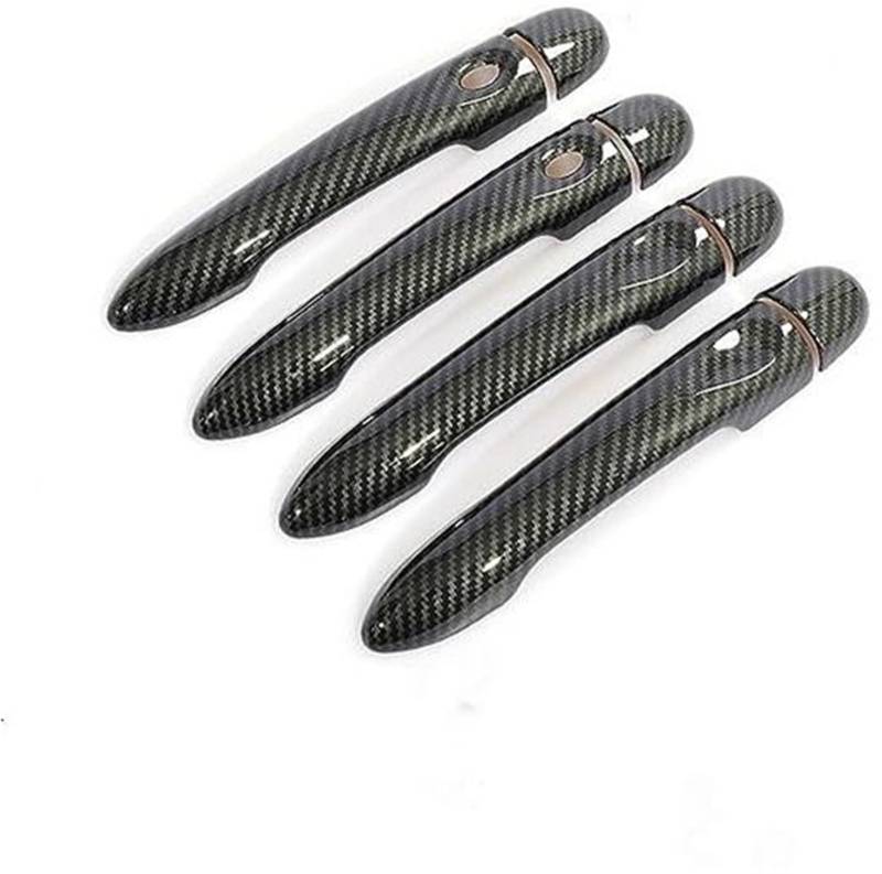 DEMULAX, for Renault, Captur Kaptur, for Samsung, QM3 2013 2014 2015 2016 2017 2018 2019 2020 Kohlefaser-Autotürgriffabdeckungszubehör Autotürgriffabdeckung(Black 4dr No Key 2 Buttons) von DEMULAX