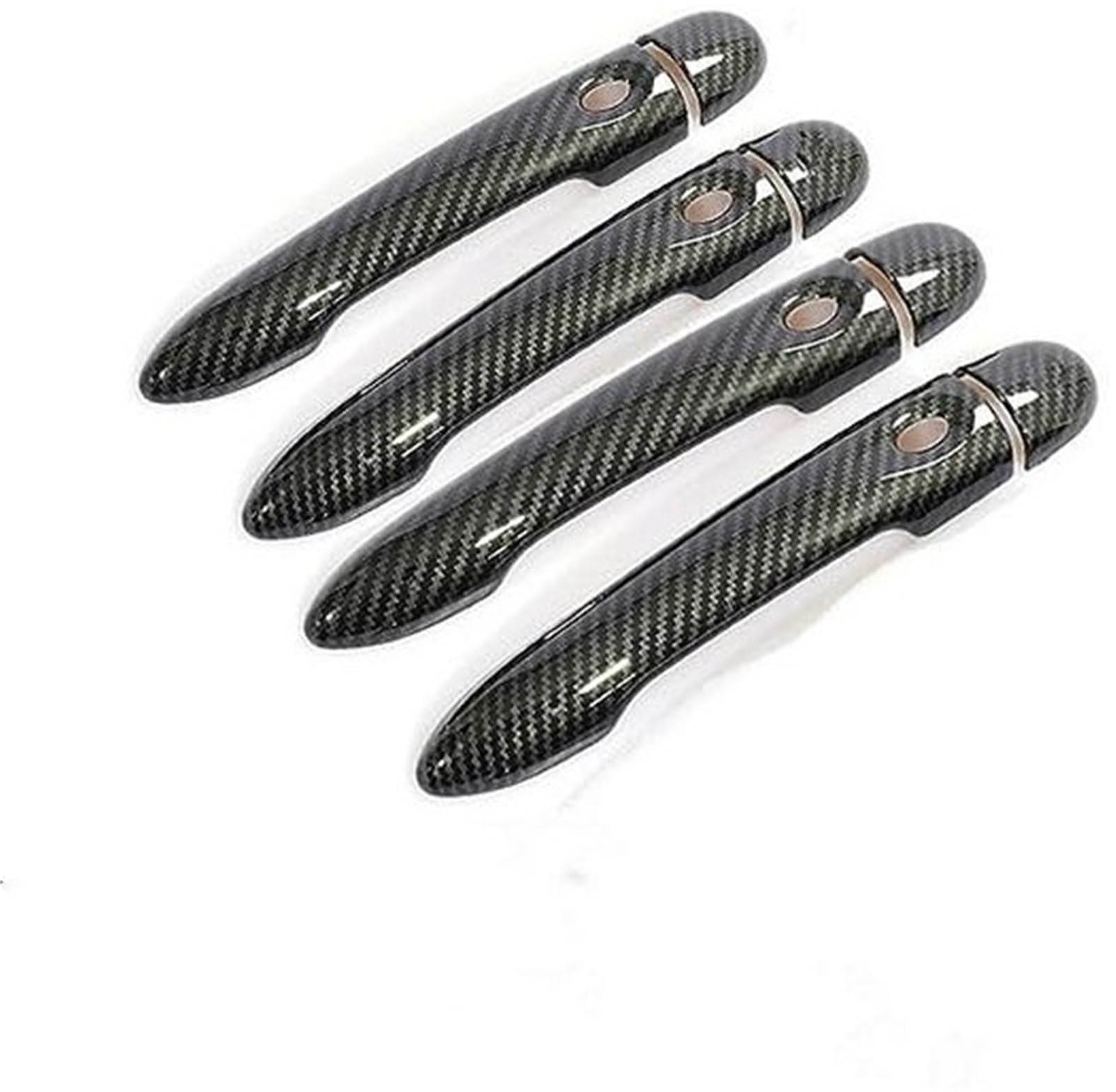 DEMULAX, for Renault, Captur Kaptur, for Samsung, QM3 2013 2014 2015 2016 2017 2018 2019 2020 Kohlefaser-Autotürgriffabdeckungszubehör Autotürgriffabdeckung(Black 4dr No Key 4 Buttons) von DEMULAX
