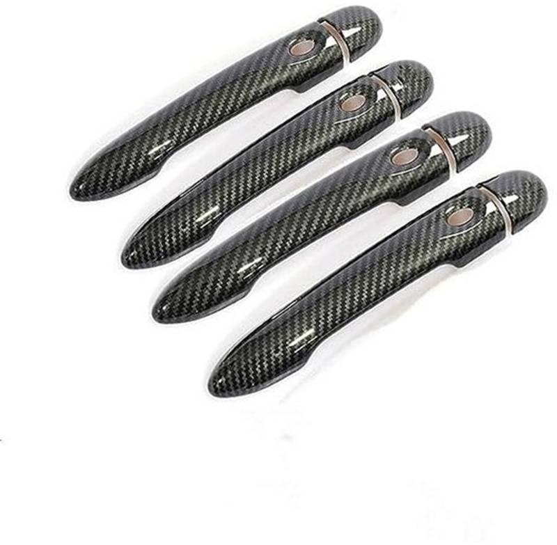 DEMULAX, for Renault, Captur Kaptur, for Samsung, QM3 2013 2014 2015 2016 2017 2018 2019 2020 Kohlefaser-Autotürgriffabdeckungszubehör Autotürgriffabdeckung(Black 4dr No Key 4 Buttons) von DEMULAX