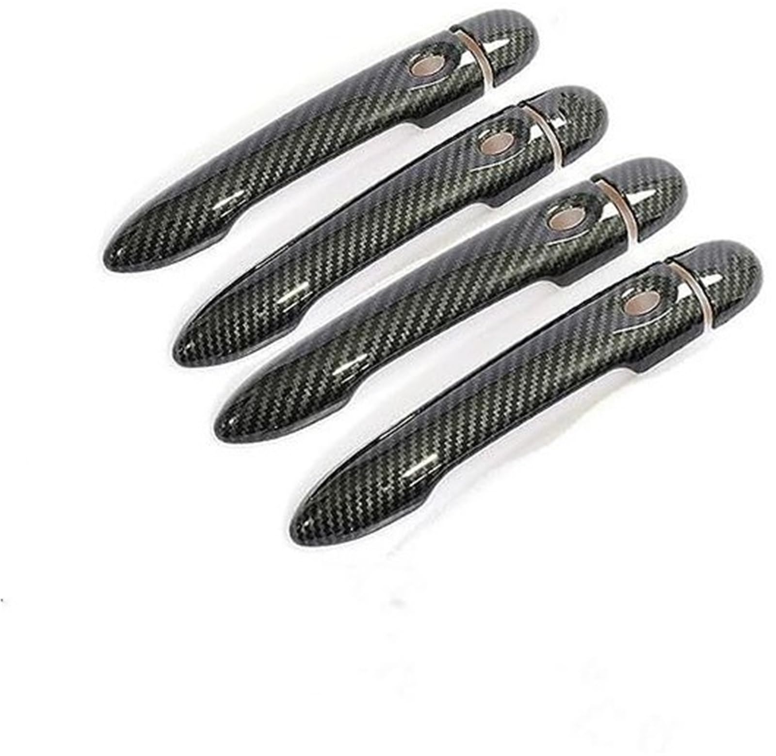 DEMULAX, for Renault, Megane 3 MK3 III 2008 2009 2010 2011 2012 2013 2014 2016 Kohlefaser-Autotürgriffabdeckung Autotürgriffabdeckung(Black 4dr No Key 4 Buttons) von DEMULAX