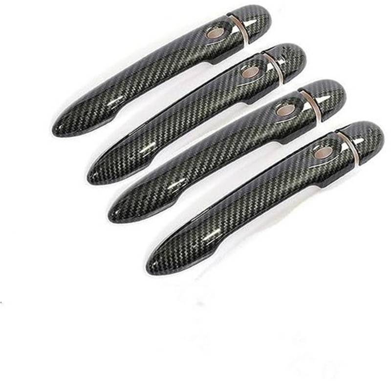 DEMULAX, for Renault, Megane 3 MK3 III 2008 2009 2010 2011 2012 2013 2014 2016 Kohlefaser-Autotürgriffabdeckung Autotürgriffabdeckung(Black 4dr No Key 4 Buttons) von DEMULAX