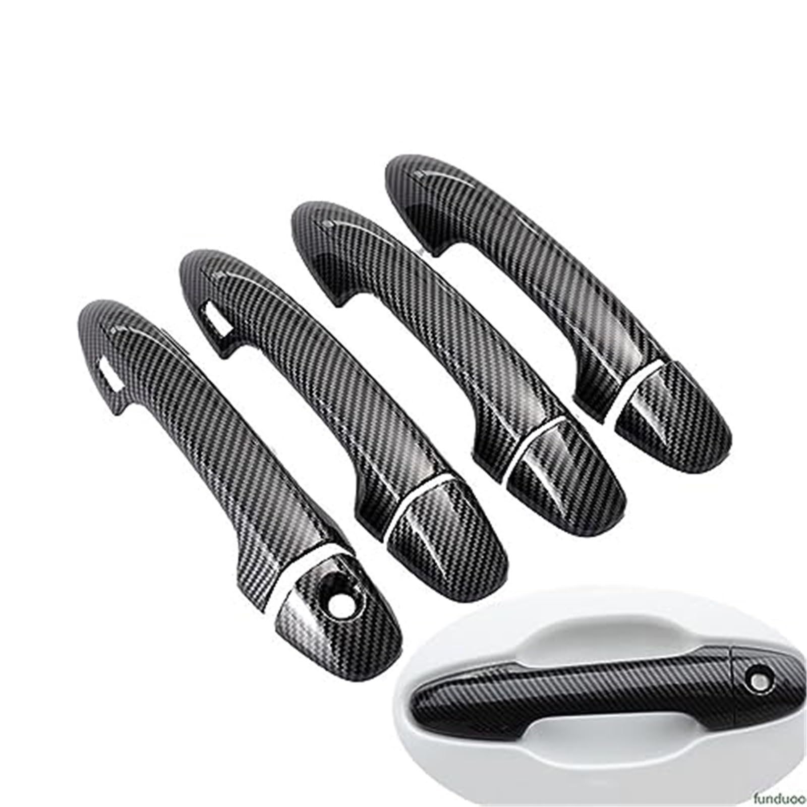 DEMULAX, for Toyota, Highlander Kluger 2015–2019, Karbonfaser, Chrom, Autotürgriff, Schüsselabdeckung, Dekor Autotürgriffabdeckung(Black Carbon 2 Sensors) von DEMULAX