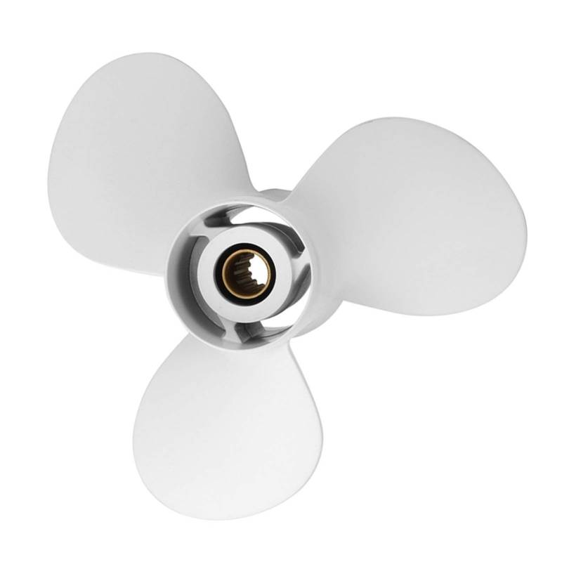 DEMULAX 11 3/8 x 12 90 mm weißer 3-Blatt-Außenbordpropeller for Boote, for Yamaha, 40 48 50 55 60 PS, Aluminium, 13 Keilzahn-Durchmesser Wasserfahrzeugpropeller von DEMULAX