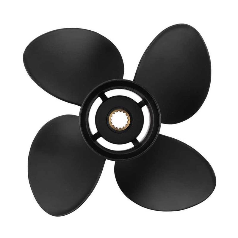 DEMULAX 13x17 RH 4-Blatt-Marineboot-Außenbordpropeller aus Aluminiumlegierung, for Johnson, for Evinrude 40-140 PS 2-Takt-Motor, Schwarz Wasserfahrzeugpropeller von DEMULAX