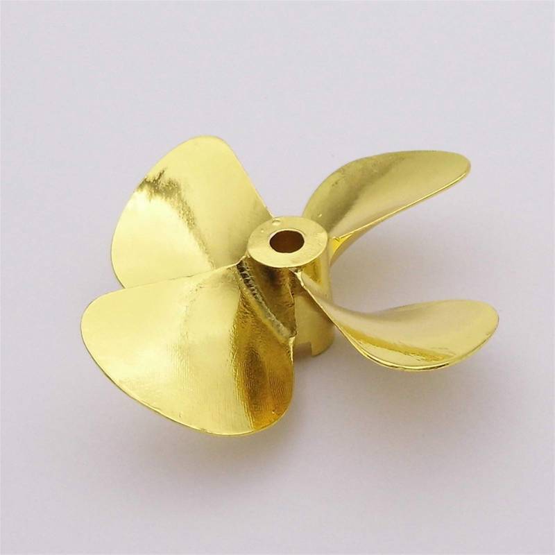 DEMULAX 1x RC Boot Modell Metall Propeller 4-Blätter 4mm Welle Rechts Links Hand 55mm 60mm RC Boot Angeln Köder Schlepper Marine Cruise ROV Wasserfahrzeugpropeller(D60mm Left Hand) von DEMULAX