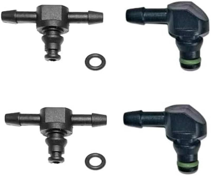 DEMULAX 4-teilige Common-Rail-Ölinjektor-Leckrohr-Rücklaufverbinder | 2 T- und 2 L-Verbinder | Langlebige Kraftstoffsystemanschlüsse for Ölinjektoren Kraftstoffrücklaufschlauch von DEMULAX
