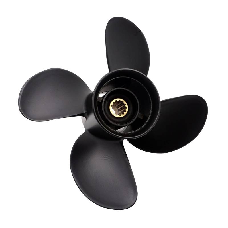 DEMULAX 4x10,3x13, for Suzuki, 25hp-70hp 4 Klingen Aluminium Propeller 13 Zähne Rechts Hand Boot Zubehör Marine Propeller Wasserfahrzeugpropeller von DEMULAX