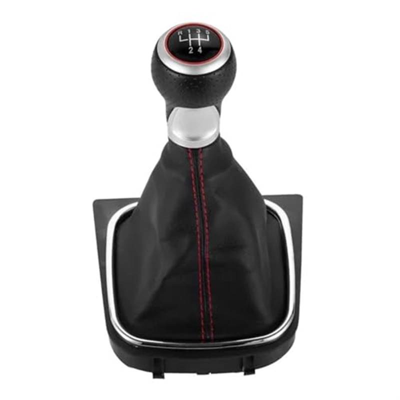 DEMULAX 5/6 Gang Auto Schaltknauf Abdeckung, for Golf, 5, for Golf, 6 MK5 MK6 R32 GTI 2004-2009 Manuelle Stick Handball Auto-Schaltknauf(Red Line 5 Speed) von DEMULAX