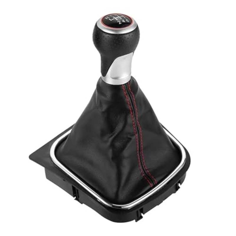 DEMULAX 5/6 Gang Auto Schaltknauf Abdeckung, for Golf, 5, for Golf, 6 MK5 MK6 R32 GTI 2004-2009 Manuelle Stick Handball Auto-Schaltknauf(Red Line 6 Speed) von DEMULAX