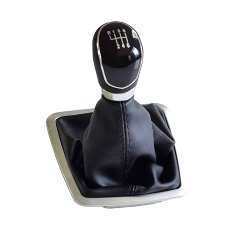 DEMULAX 5/6-Gang-Auto-Schaltknauf-Hebelmanschettenabdeckung, for Ford, for Focus, 2 MK2 FL C-MAX 2006–2011 for MK3 MK4 MK7 Galaxy Handbuch mit Gamasche Auto-Schaltknauf(Black Black-6 Speed) von DEMULAX