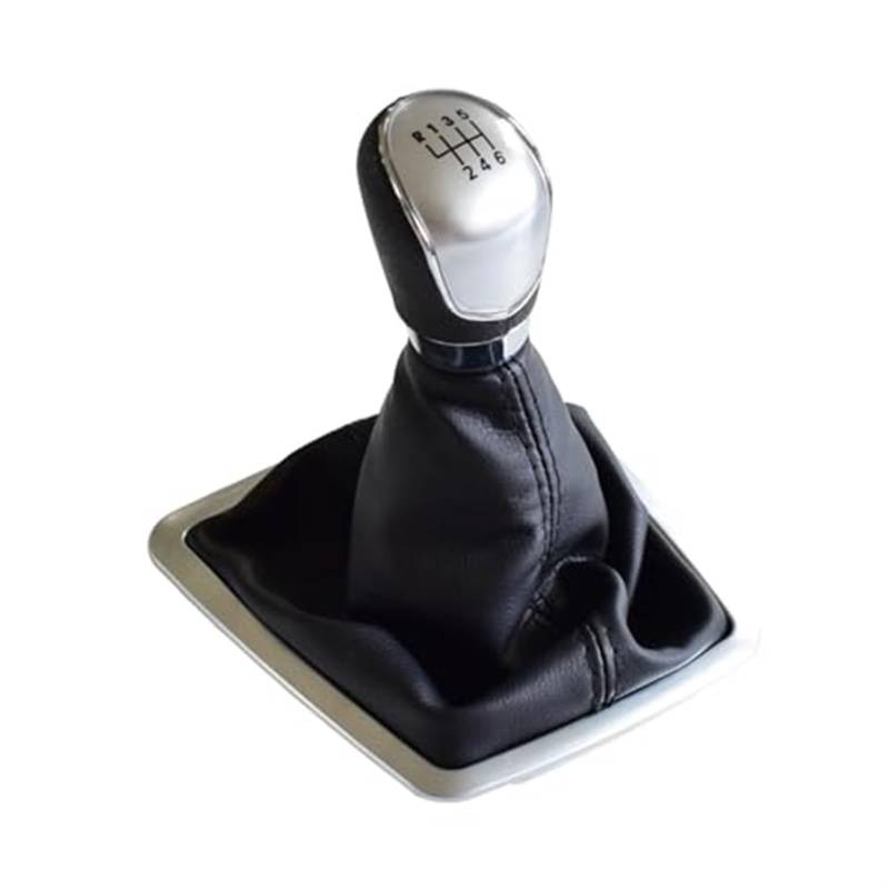 DEMULAX 5/6-Gang-Auto-Schaltknauf-Hebelmanschettenabdeckung, for Ford, for Focus, 2 MK2 FL C-MAX 2006–2011 for MK3 MK4 MK7 Galaxy Handbuch mit Gamasche Auto-Schaltknauf(Black Silver-6 Speed) von DEMULAX
