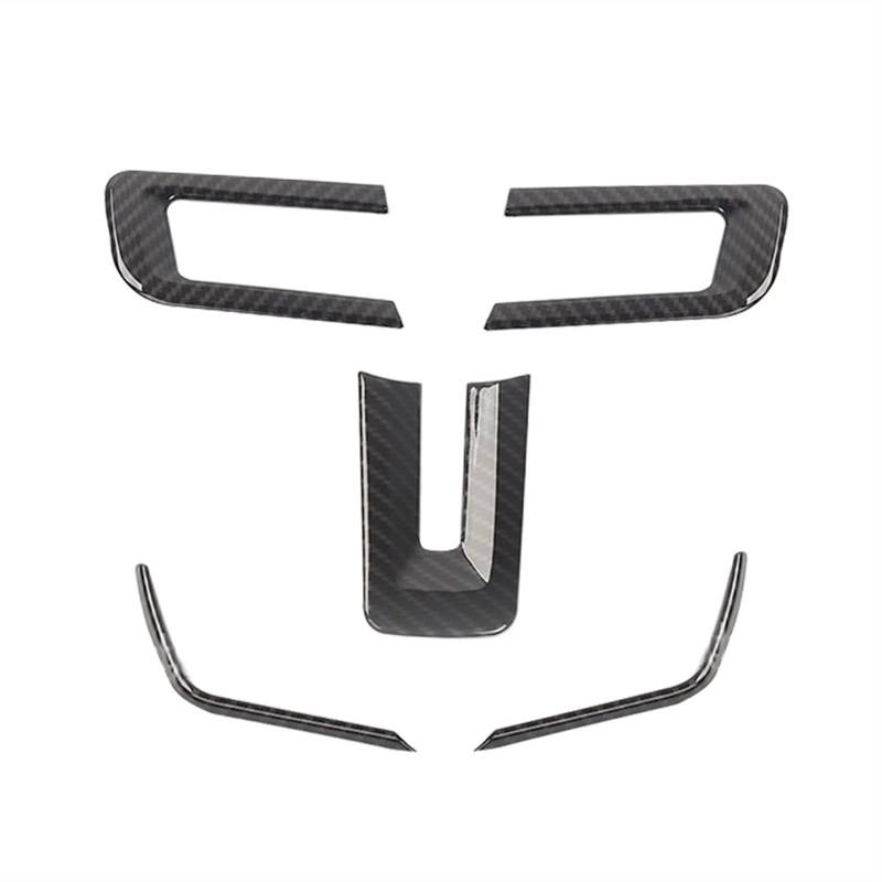 DEMULAX 5-teiliges Lenkradbezug-Dekor-Kit, for Ford, for Mustang, 2015 2016 2017 Autodekorationszubehör Kohlefaser Auto-Lenkrad-Aufkleber von DEMULAX