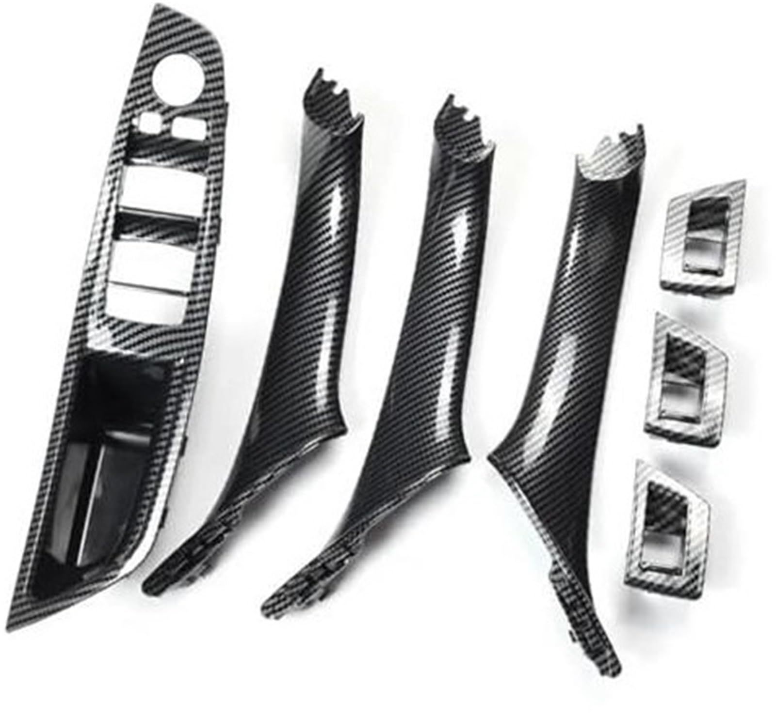 DEMULAX 7 Stück Linkslenker LHD Auto-Innentürgriffplatte dekorative Abdeckung, for, 5er F10 F18 2010 2011 2012 2013 2014 2015 2016 Auto-Innentürgriff(Black Carbon Fiber Pattern) von DEMULAX